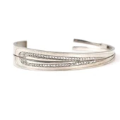 925 Ayar Gümüş Beyaz Taşlı Beyaz Renk Çiftli Astar Bilezik thumbnail 2