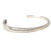 925 Ayar Gümüş Beyaz Taşlı Beyaz Renk Çiftli Astar Bilezik thumbnail 3