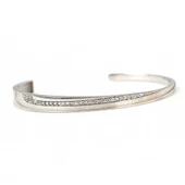 925 Ayar Gümüş Beyaz Taşlı Beyaz Renk Çiftli Astar Bilezik thumbnail 4