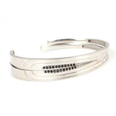 925 Ayar Gümüş Çiftli Astar Beyaz Renk Tel Bilezik thumbnail 2