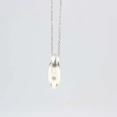 925 Ayar Gümüş Çift Sıra Oluklu Tektaşlı Model Kolye thumbnail 2