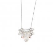 925 Ayar Gümüş Kalpli Kelebek Kolye - 1