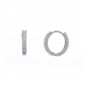 18 mm Halka Baget Taşlı 925 Ayar Gümüş Kadın Küpe - 1