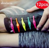 12 adet Kırmızı Elastik Ayakkabı Silikon Bağcık Bağcığı İpi Spor Sneakers Ayakkabı Bağcığı - 1