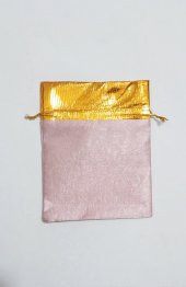 10 Adet Pembe Altın Gold Bez Kına Düğün Mevlüt Sünnet Hediye Kesesi Çanta - 1