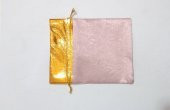 10 Adet Pembe Altın Gold Bez Kına Düğün Mevlüt Sünnet Hediye Kesesi Çanta - 3