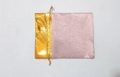 10 Adet Pembe Altın Gold Bez Kına Düğün Mevlüt Sünnet Hediye Kesesi Çanta - 3