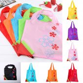 58cm x 38cm Çilek Katlanabilir Bez Market Alışveriş Pazar Torba Katlanan Mor Çantası - 1