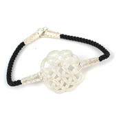 999 Ayar Gümüş Siyah İpli Kazaz Bileklik thumbnail 3