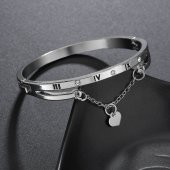 Lüks Paslanmaz Çelik Bileklik Kalp Aşkı Sonsuza Kadar Charm Gümüş Silver Kaplama Bilezik Bileklik - 3