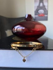 Lüks Paslanmaz Çelik Bileklik Aşk Sonsuza Kadar Charm Altın Gold Kaplama Bilezik Bileklik - 5