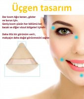 1 Adet Üçgen Pamuk Yıkanabilir Kadife puf Yüz Kontür Makyaj Bez Süngeri Kozmetik Fondöten - 4