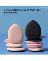 3 Adet Mini Kozmetik Puf Parmak Yüz Makyaj Sünger Göz Altı Kapatıcı Bez Süngeri Konseyler - 5