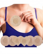 10 Adet Sütyensiz Göğüs Meme Ucu Kapatıcı Koruyucu Gizleyici Pedi Bandı - 1