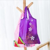 58cm x 38cm Pembe Çilek Katlanabilir Bez Market Alışveriş Pazar Torba Katlanan Çantası - 3