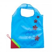 58cm x 38cm Mavi Çilek Katlanabilir Bez Market Alışveriş Pazar Torba Katlanan Siyah Çantası - 1