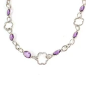 925 Ayar Gümüş Ametist Taşlı Zincir Halkalı Kolye thumbnail 3