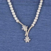 925 Ayar Gümüş İnci Ve Zirkon Taşlı Çiçekli Kolye thumbnail 2