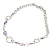 925 Ayar Gümüş Ametist Taşlı Zincir Halkalı Kolye thumbnail 2