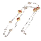 925 Ayar Gümüş Akik Taşlı ve Halkalı Ajurlu Toplu Uzun Kolye thumbnail 2