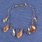 925 Ayar Gümüş Çift Renk Dalgalı Model Bileklik thumbnail 1