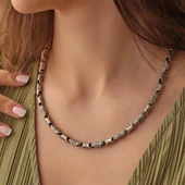 925 Ayar Gümüş 50 Cm Döküm İşlemeli Zincir Kolye thumbnail 1