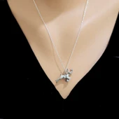 925 Ayar Gümüş Koşan Geyik Kolye thumbnail 1