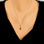 925 Ayar Gümüş Damla Küçük Boy Oniks Taşlı Kolye thumbnail 1