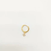 Altın Renk Halka Model Parlak Taşlı Erkek Küpe - 3