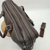 Deri Evrak Çantası Leptop Çantası Orta Boy Kahve Renk - 11