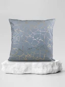 Mrs.Gugar Altın Detaylı Mermer Desen Kare Kırlent Kılıfı - 9