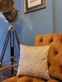 Mrs.Gugar Altın Detaylı Mermer Desen Kare Kırlent Kılıfı - 2