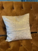 Mrs.Gugar Altın Detaylı Mermer Desen Kare Kırlent Kılıfı - 3