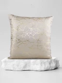 Mrs.Gugar Altın Detaylı Mermer Desen Kare Kırlent Kılıfı - 5