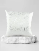 Mrs.Gugar Gümüş Detaylı Mermer Desen Kare Kırlent Kılıfı - 1