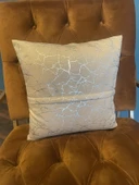 Mrs.Gugar Gümüş Detaylı Mermer Desen Kare Kırlent Kılıfı - 7