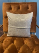 Mrs.Gugar Gümüş Detaylı Mermer Desen Kare Kırlent Kılıfı - 11