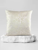 Mrs.Gugar Gümüş Detaylı Mermer Desen Kare Kırlent Kılıfı - 5