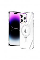 Apple iPhone 12 Pro Kılıf Stand Olabilen Şeffaf Sararmaz Magsafe Kapak - 6