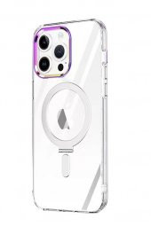 Apple iPhone 12 Pro Kılıf Stand Olabilen Şeffaf Sararmaz Magsafe Kapak - 12