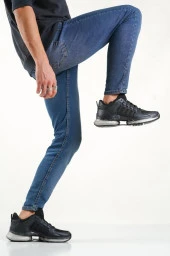 BA0590 Tarz Sneakers Ithal Taban Siyah Spor Ayakkabısı - 2