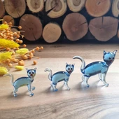 Veraart El Yapımı Murano Cam 3' lü Kedi Biblo - 1