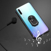 Huawei P Smart Pro 2019 Kılıf Yüzüklü Arkası Şeffaf Antişok Silikon Kapak - 6