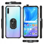 Huawei P Smart Pro 2019 Kılıf Yüzüklü Arkası Şeffaf Antişok Silikon Kapak - 10