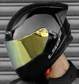 LS2 Rapıd 2 Race Parlak Siyah Full Face Motosiklet Kaskı Gold Camlı - 1