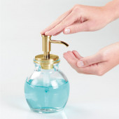 24518ES YUVARLAK CAM SIVI SABUNLUK SARI PİRİNC POMPALI 10X10X16CM 424ML thumbnail 4