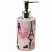 LY-J104A SERAMİK SIVI SABUNLUK KIZLI PARİS DESENLİ 7X7X18CM 320ML - 1