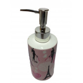 LY-J104A SERAMİK SIVI SABUNLUK KIZLI PARİS DESENLİ 7X7X18CM 320ML - 4