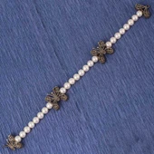 925 Ayar Gümüş İncili Kelebek Telkâri Model Bileklik thumbnail 2