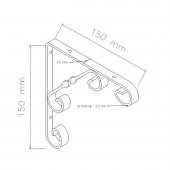 2 Adet Burgulu 15 x 15 cm Dekoratif Raf Altı Ayağı Konsol Siyah - 2